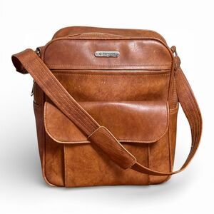 Vibrate 1970s Samsonite Sonora Tan Brown Leather Shoulders Bag